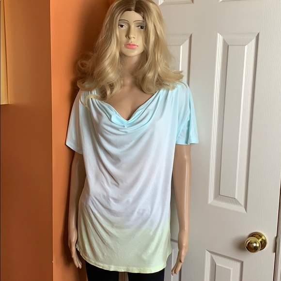 Ombré tie dyed Gap aqua yellow white tee size L - Picture 3 of 8